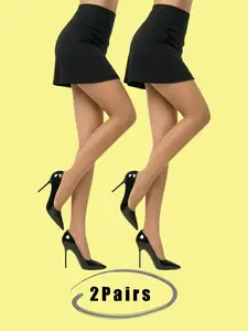 Laseta 10D Nude Nylon Pantyhose 2 Pack, Ultra-Thin Transparent High Elasticity Shaping Stockings, Spring Summer Sun Protection Skin Care Socks