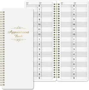 Appointment Book Undated Salon 15 Minute Intervals Day Planner 4.5'' x 11.5'' Daily & Hourly Schedule 2 Column & 200 Pages Strong Twin-Wire