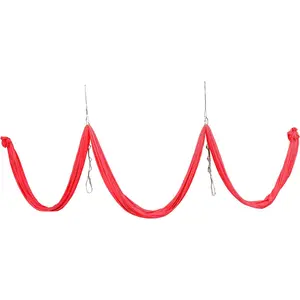 6M Yoga Swing Silk Fabric Aerial Yoga Hammock Hanging Swing Kit w/Daisy Chain O-Ring Yoga Sling Inversion Workout Equipment Home Gym Yoga Swing Set Indoor & Outdoor Red 6.56 Yards-TK