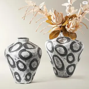 Z Gallerie Stone Porcelain Vase Decor Sculptural Black And White High Quality Artistic Statement Dining Table Centerpiece Home Decorative Vase Ceramic Vase