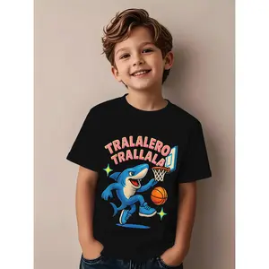 Tellaralelo Tellarale Play Basketball - Italian Cerebral Palsy Meme Boys' T-Shirt, Regular Fit, Crew Neck, Slight Stretch Fabric, Summer Casual Style, Fun Graphic Design, Boy T Shirt, Playful Graphic Tee, Comfortable Fit