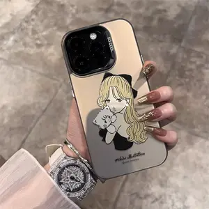 Casing Lady holding a cat for Galaxy iPhone 11 12 13 14 15 16 PRO MAX 14 15 16 PLUS X XR XS MAX Galaxy A71 A55 A54 A53 A51 A35 A32 A25 A23 A15 A14 A13 4G A12 A03S A03 S24 PLUS S23 S24 S25 Galaxy S22 S23 S24 S25 ULTRA S20 S21 S23 FE Premium