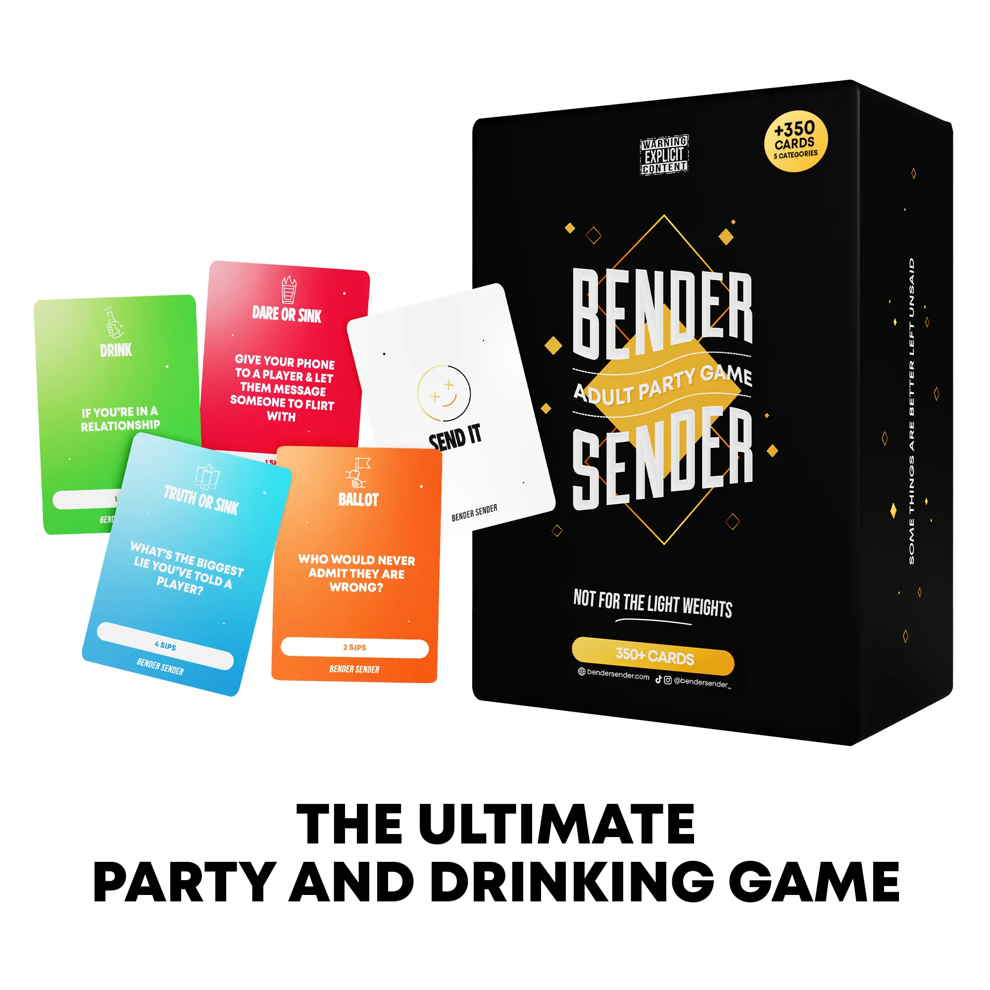 Bender Sender Hilarious College & Adult Party Drinking Card Game with 350+ Bold Questions & Daring Challenges | Fun Game for Adults & Icebreaker for Game Night, Friends, Couples & Groups