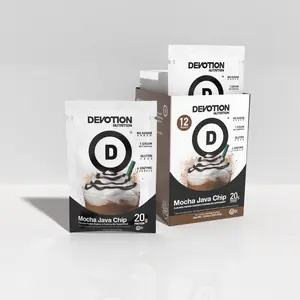 Devotion Nutrition Mocha Java Chip Flavor Protein Powder 12-Pack - Gluten Free, Keto Friendly, No Added Sugars | 1g MCT | 20g Whey & Micellar Protein