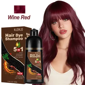 Wine Red Hair Dye Shampoo 3-in-1, Semi-Permanent Burgundy Hair Color Shampoo for Gray Hair Coverage, Instant & Long-Lasting Herbal Formula Hair Dye for Women & Men, Pure Plant Extract Color Shampoo Hair Dye Kit for All Hair Types 500ml Haircare