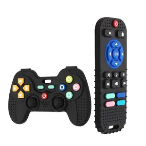 2 Pack Silicone Teething Toys for Babies 0-6 Months, Teethers for Babies 6-12 Months, Remote Teether for Baby, Sensory Toys for Babies, Baby Chew Toys KLW8808