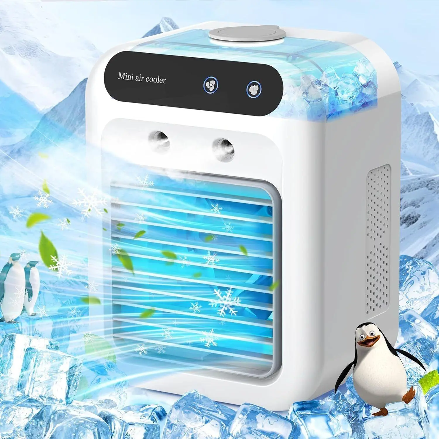 【SUMMER SALE】 Portable Air Conditioner Mini Personal ac Unit Upgraded Air Cooler Cooling Fan Small Air Conditioner 2 Speed Cool Mist & Speeds for Room Office Camping Car Humidifier Fan Multifunctional Fan
