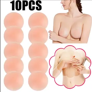 Silicone Nipple Covers, Nippleless Pasties for Women Reusable Adhesive Invisible 5 Pairs Round