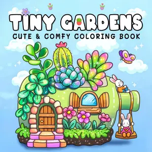Mini Garden Cute Comfort Coloring Book, 24 Pages Coloring Book, Thick Non-Transparent Paper, Relieve Anxiety, School Supplies