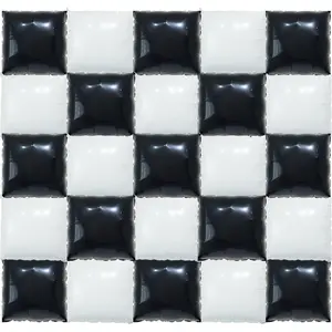 Black And White Square Foil Balloons Backdrop Wall /Double Sided Balloon Arch Garland Kit for Anniversary /Bachelorette/ Birthday/ Engagement /Bridal /Shower Party Decorations 25pcs