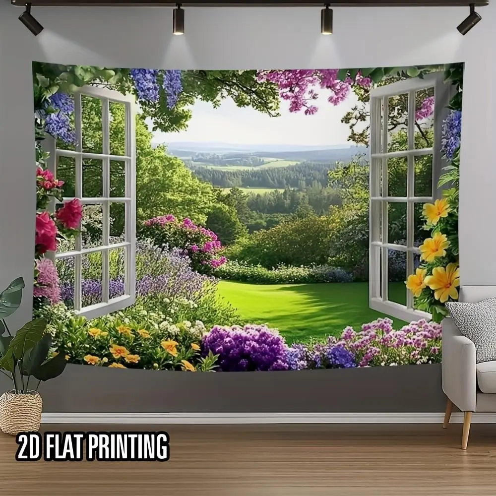 2D Flat Print Single Panel Garden View Backdrop Banner Painting, 1pc Multi-Size Ornaments, Serene Outdoor Wall Decor for Home, Wedding Event