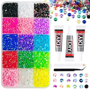 15 Color Resin Jelly Rhinestones, Rainbow Gems with Glue and Tweezers, DIY Craft Supplies, Nail Art Decor, Clothing, Shoes, Fabric Decoration，Nail Art Rhinestones 、 Flatback Crystals 、 with Adhesive Glue 、 Diamond Painting 