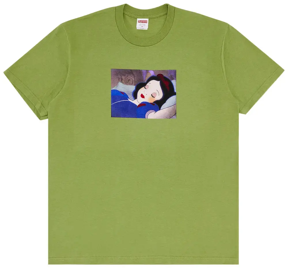 Supreme Snow White Tee Moss Men's 100% Authentic Comfortable Everyday Wear Tshirt Gym Casual Soft Cotton Short Sleeve