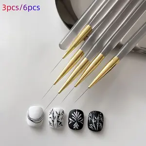 Professional Nail Art Liner Brushes Set, 3pcs/6pcs Fine Line Nail Brush, Thin Detail Precision Drawing Brushes for Gel Nail Polish, Nail Art Accessories