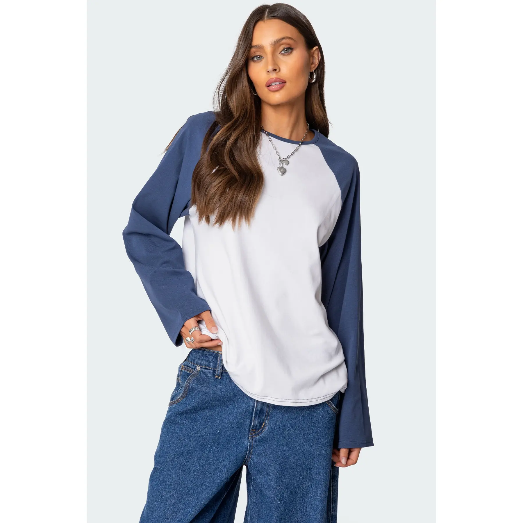 Oversized Raglan Long Sleeve T Shirt