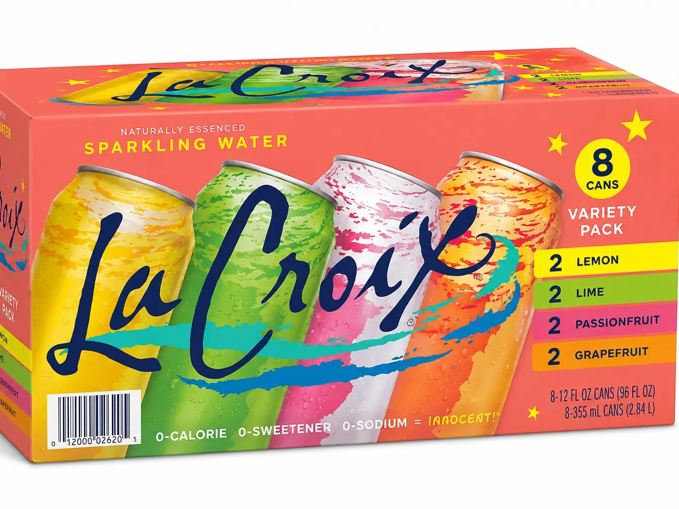 Sparkling Water Variety Pack, Naturally Flavored Carbonated Water, 12 fl oz Cans, 8 Count