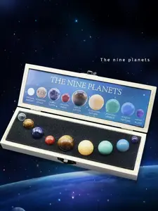 1 Set Natural Crystal Mineral Specimen Solar System Planet Crystal Ball Crystal Sphere - Space Themed Desk Ornament Home Decor, Birthday Christmas Valentine's Day Gift for Astronomy Enthusiasts Kids Friends Lovers