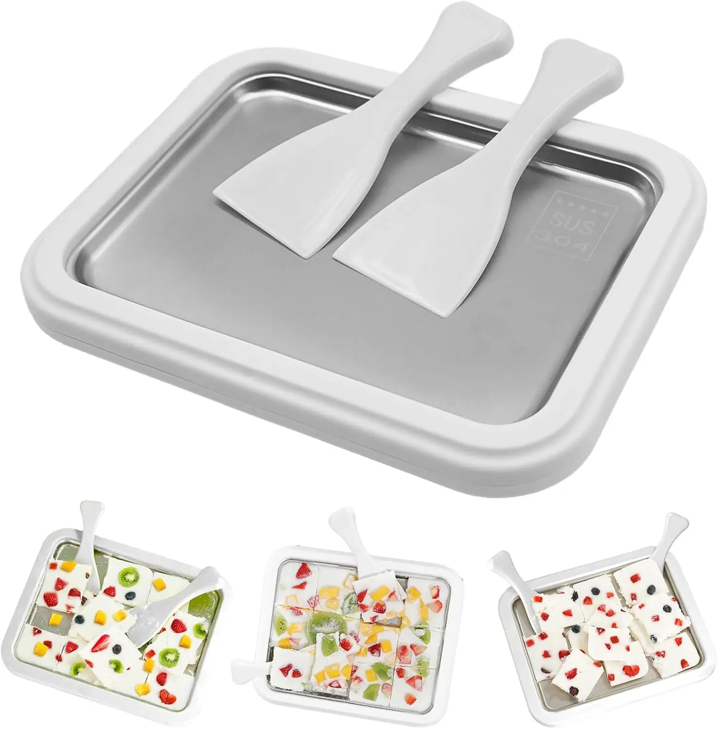 2026 New Model Stainless Steel Ice Cream Maker with No-Power DIY Ice Cream Tray, Italian-Style Compact Kitchenware Mini Kit, Easy-to-Use Easy-Clean Gadget for Family Fun Parent-Child Activities