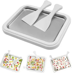2026 New Model Stainless Steel Ice Cream Maker with No-Power DIY Ice Cream Tray, Italian-Style, Easy-to-Use Easy-to-Clean Kitchen Gadget for Family Parent-Child Activities summerwins