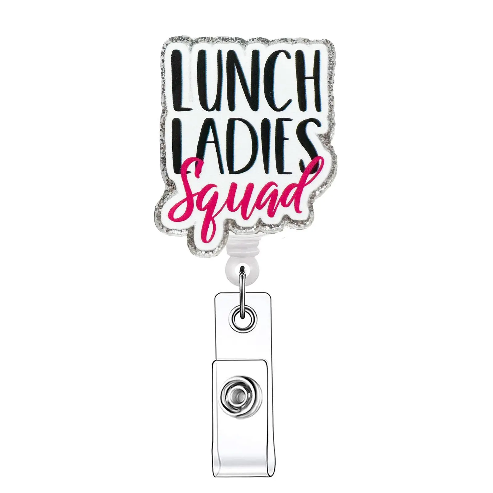 Letter Pattern Retractable Badge Reel, 1 Count Acrylic ID Holder with Clip for Nurses, Doctors, Students & Office Staff, Badge Buddy Nursing, Badge Reels Retractable