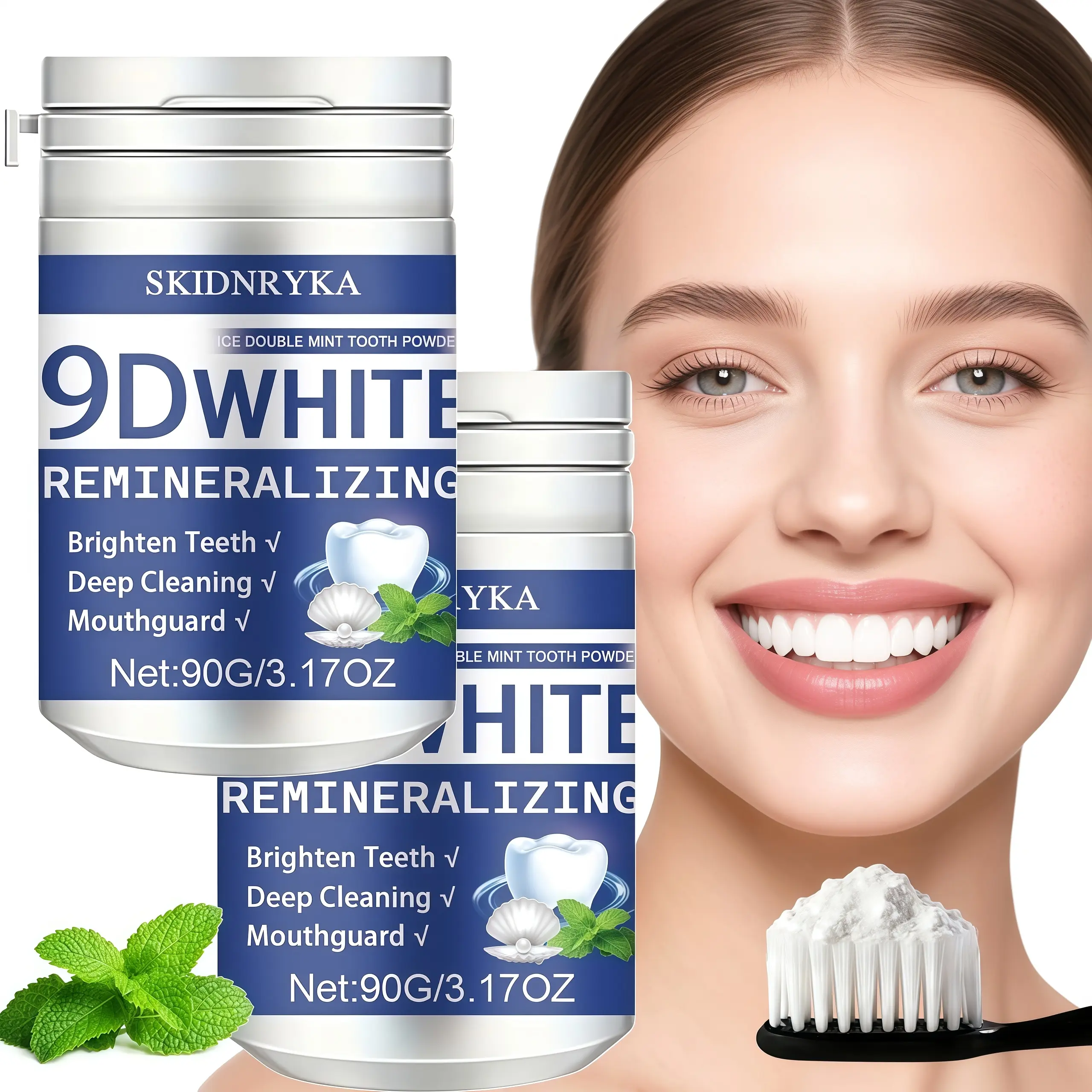 9D Whitening Teeth Cleaning Powder, gentle oral cleaning, whitens teeth, refreshing mint flavor, an essential daily oral care item, travel oral care, dental health, a great oral hygiene gift for friends Cleansing