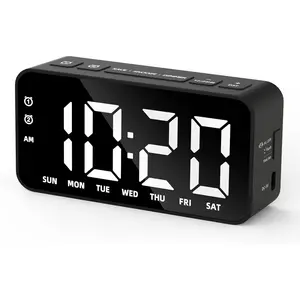 Plug in Digital Alarm Clocks with Rechargeable Backup Battery for Bedrooms Living Room Study Loud Bedside Desk Clock with Memory Function Dual Alarm 3 Modes Weekends Weekdays Every Day for Kids Adults