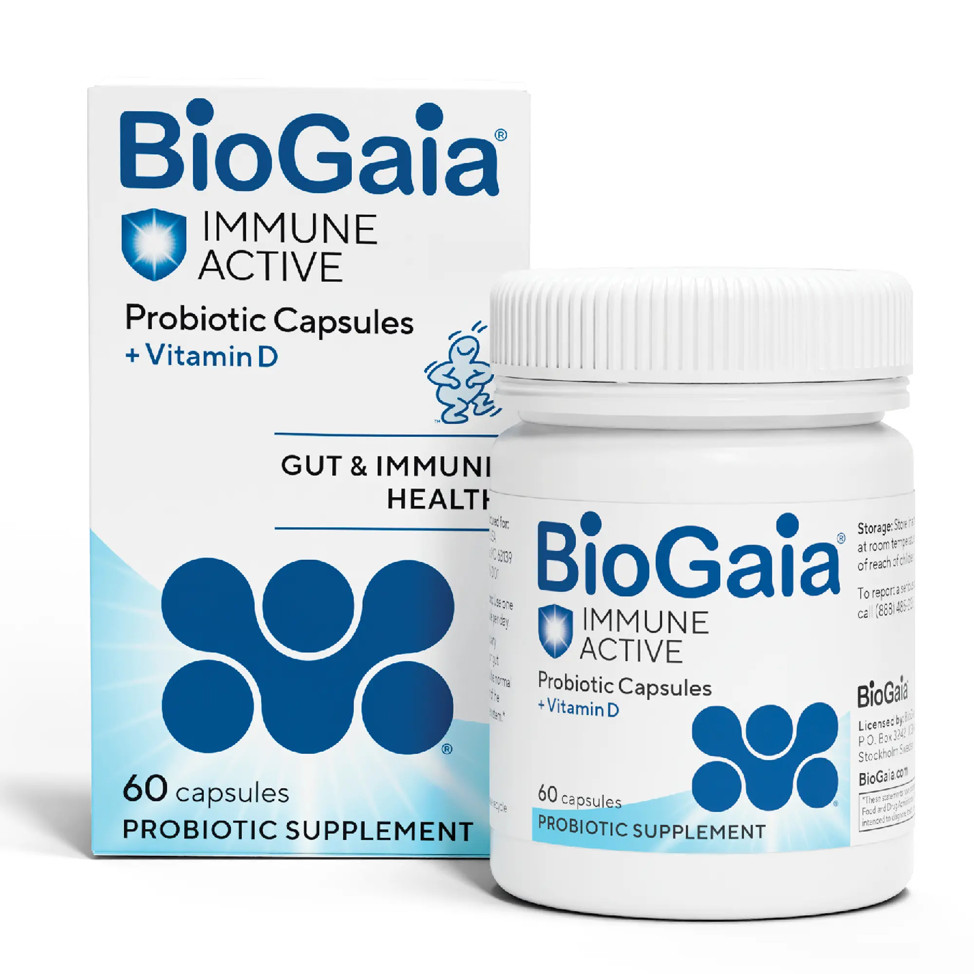 BioGaia Protectis Immune Active Probiotic | Probiotic + Vitamin D | Supports Immune, Digestive and Overall Health | Probiotics for Men & Women | Capsules | 60 Day Supply