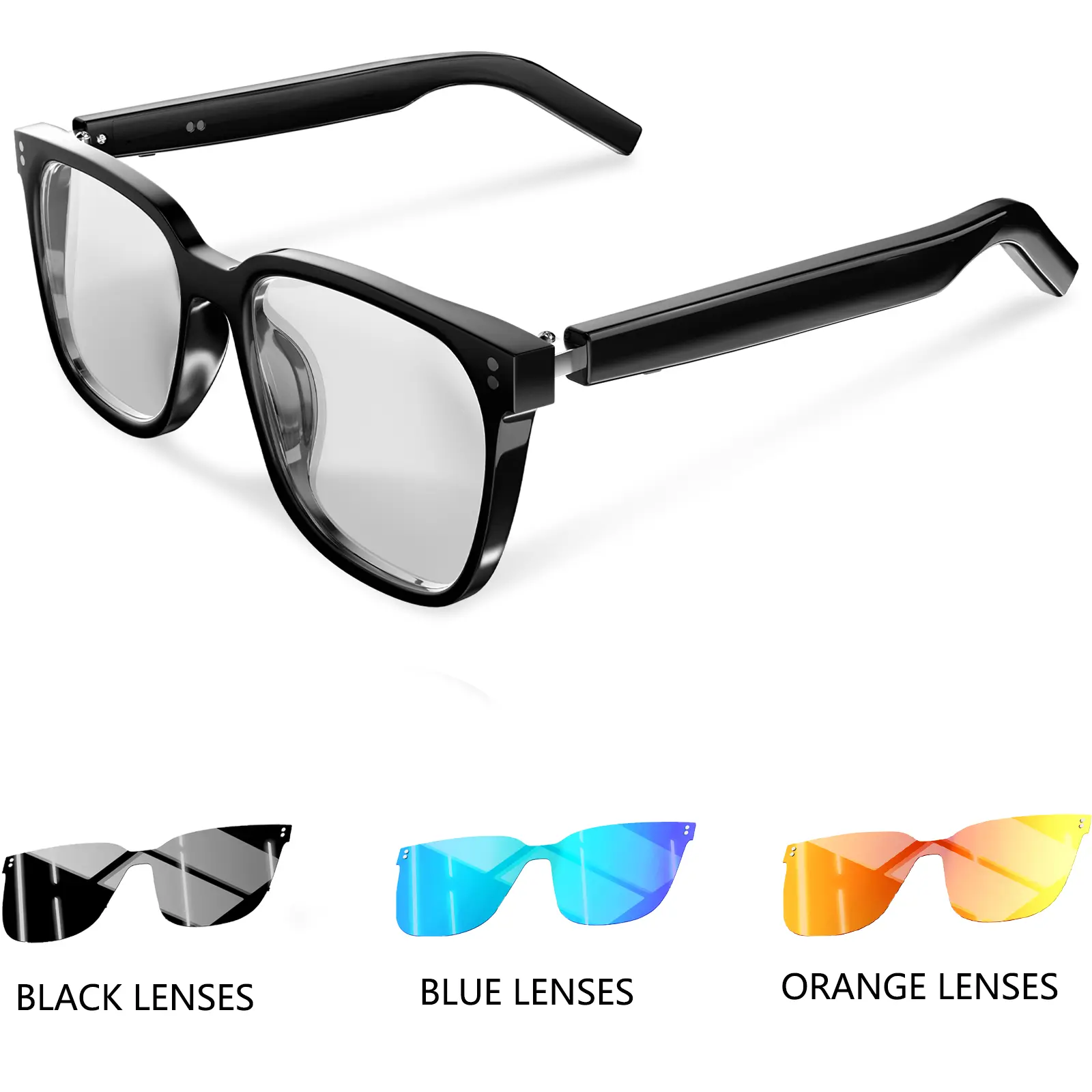 Smart Wearable Bluetooth Glasses - Polarized Sunglasses with Camera, Magnetic Port, Mic, Open-Ear Headphones, Voice Assistant, UV Protection, Remote Phone Shutter
