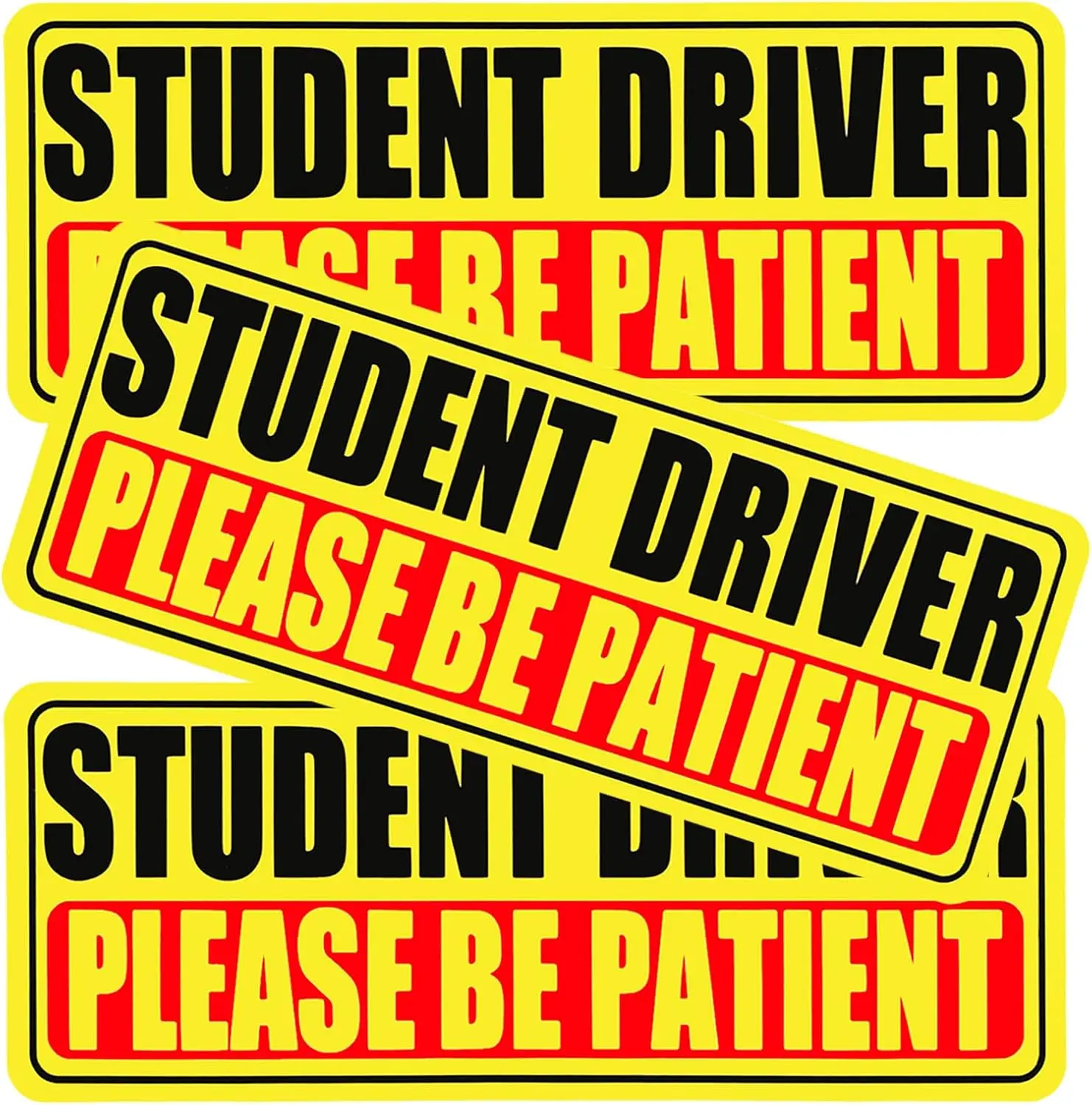 Student Driver Magnet for Car, 3 Pack Please Be Patient New Student Driver Sticker Safety Warning Reflective Signs, Reusable Magnetic Reflective Rookie Drivers Bumper Sticker