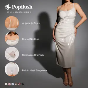 Popilush Women’s Metallic Cowl Neck Side Ruched Slim Fit Sculpting Midi Dress For Party Night Out