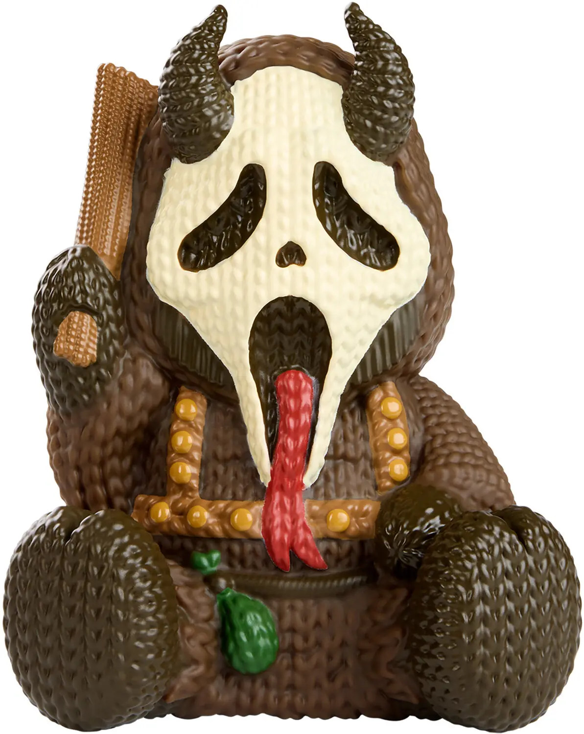 Weird and Wonderful Ghost Face Krampus Vinyl Figure - Handmade by Robots, TV Movie Collectible Knit-Look 3D Figurine, Statues & Bobbleheads for Display Play