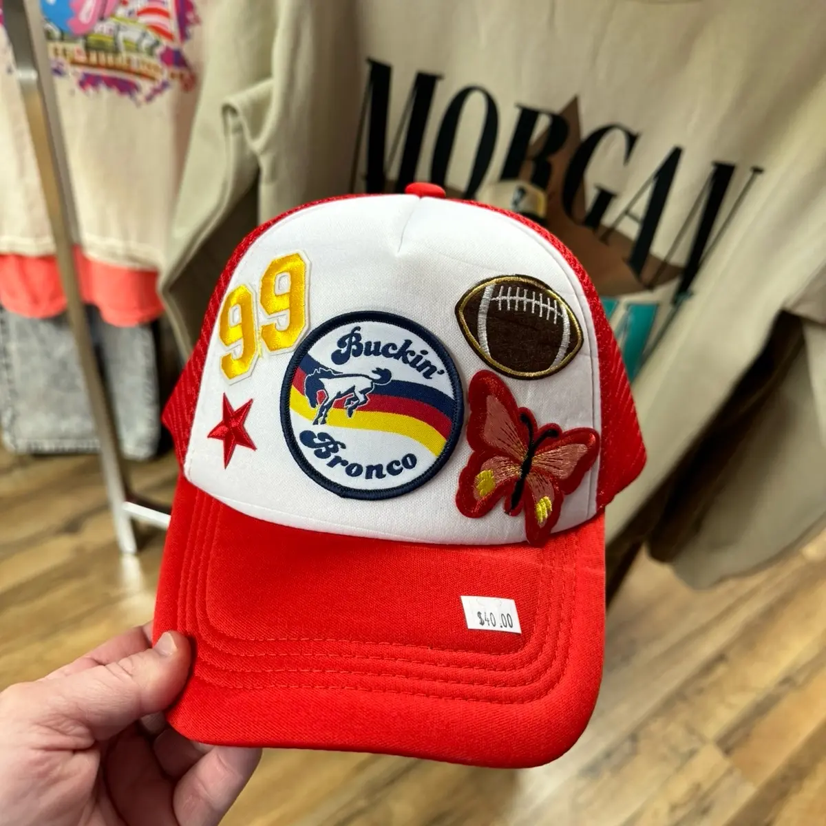 Preppy bronco trucker hat