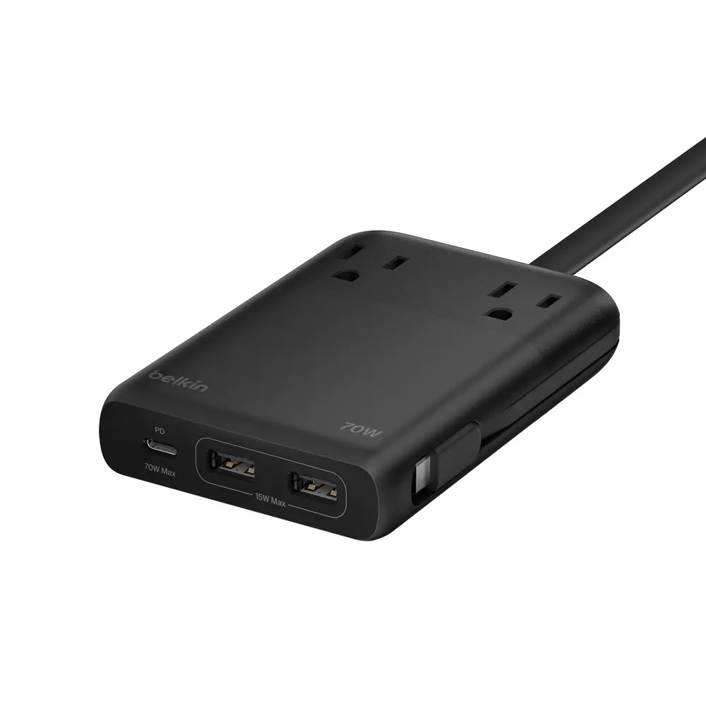 Belkin 2-Outlet Charging Station with USB Ports and USB-C Cable 70W