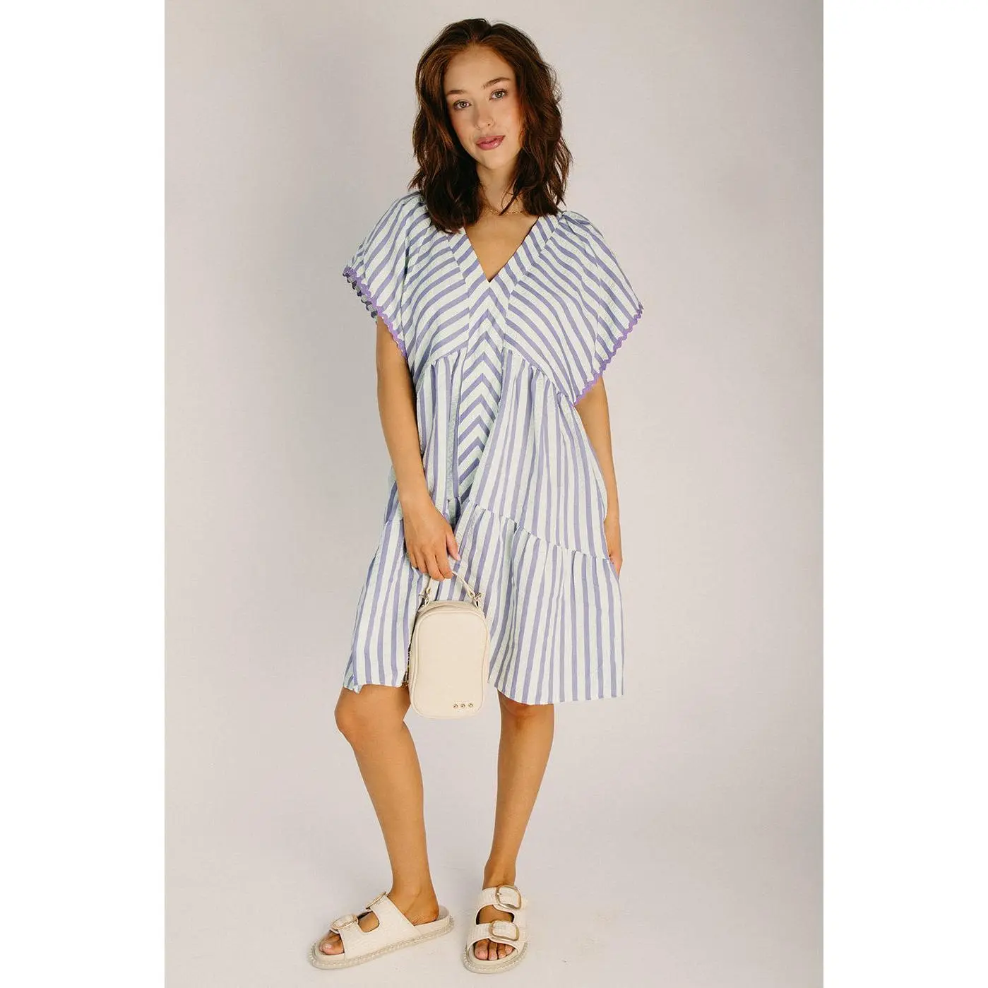 The Hinshaw Ric Rac Detail Dress in Mint + Blue