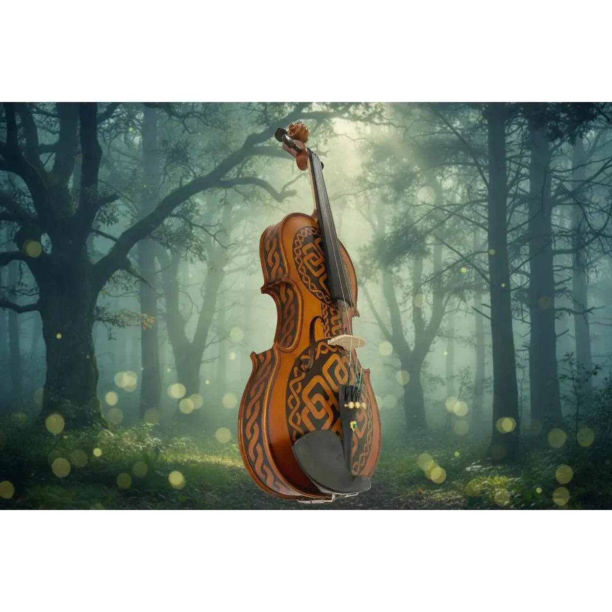 Rozanna's Celtic Love Violin Outfit | Hand-Carved Celtic Design & Crystal Tailpiece