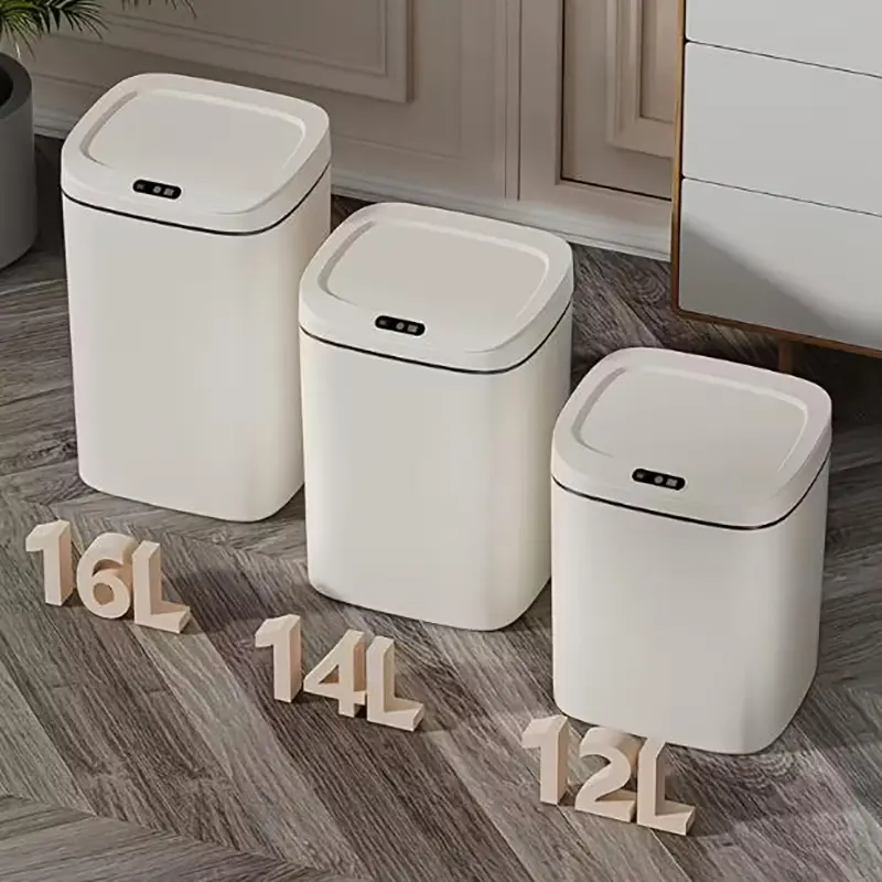 Smart Sensor Automatic Touchless Bathroom Trash Can With Lid, 3.17 Gallon/3.7 Gallon/4.23 Gallon, Efficient Waste Management, Ideal for Kitchen Living Room