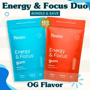 Energy & Focus Duo - Caffeine Gum - OG Flavors (2-Bulk Pouches)