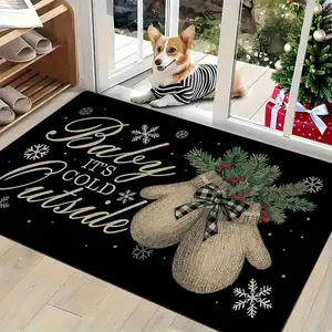 1pc Winter Snowflake & Mittens Print Non-Slip Indoor Welcome Mat - Soft Flannel Entryway Suitable for Christmas Holiday Decor, PVC Backing & Easy Clean for Home Entrance, Cozy Warmth washable flooring bath