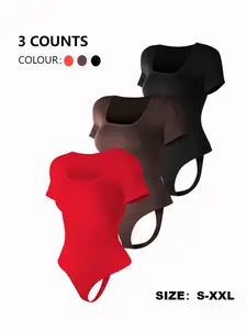 Women's Solid Color Square Neck Shapewear Bodysuit Underwear, High Stretch Seamless Shaper, Tummy Control Butt Lifter, Ladies Shapewear for All Seasons, Womenswear