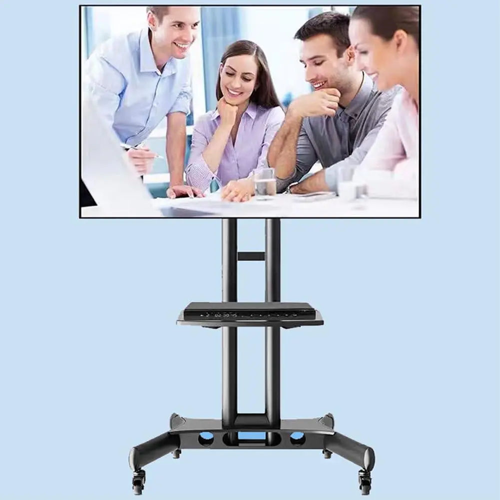Mobile TV Stand for 32-65 Inch LCD LED Flat Curved Screen TVs Up to 110 LBS, Rolling Floor Stand with Adjustable Shelf and Tilt for Bedroom Living Room Office