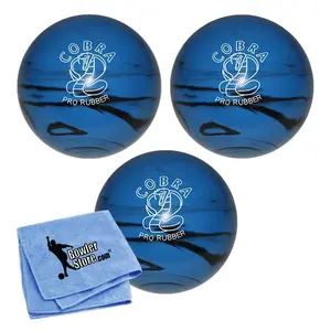 EPCO Duckpin Bowling Ball - Cobra Pro Rubber - Blue & Black (4 7/8 inch- 3lbs. 10oz.) - 3 Balls