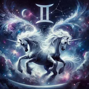 5D DIY Full Drill Round Diamond Painting Art Kit - Gemini, Unicorn, Starry Sky Mosaic, Canvas - DIY Decorative Painting, Home Wall Decor, Suitable for Halloween and Christmas, Birthday and Anniversary Gifts