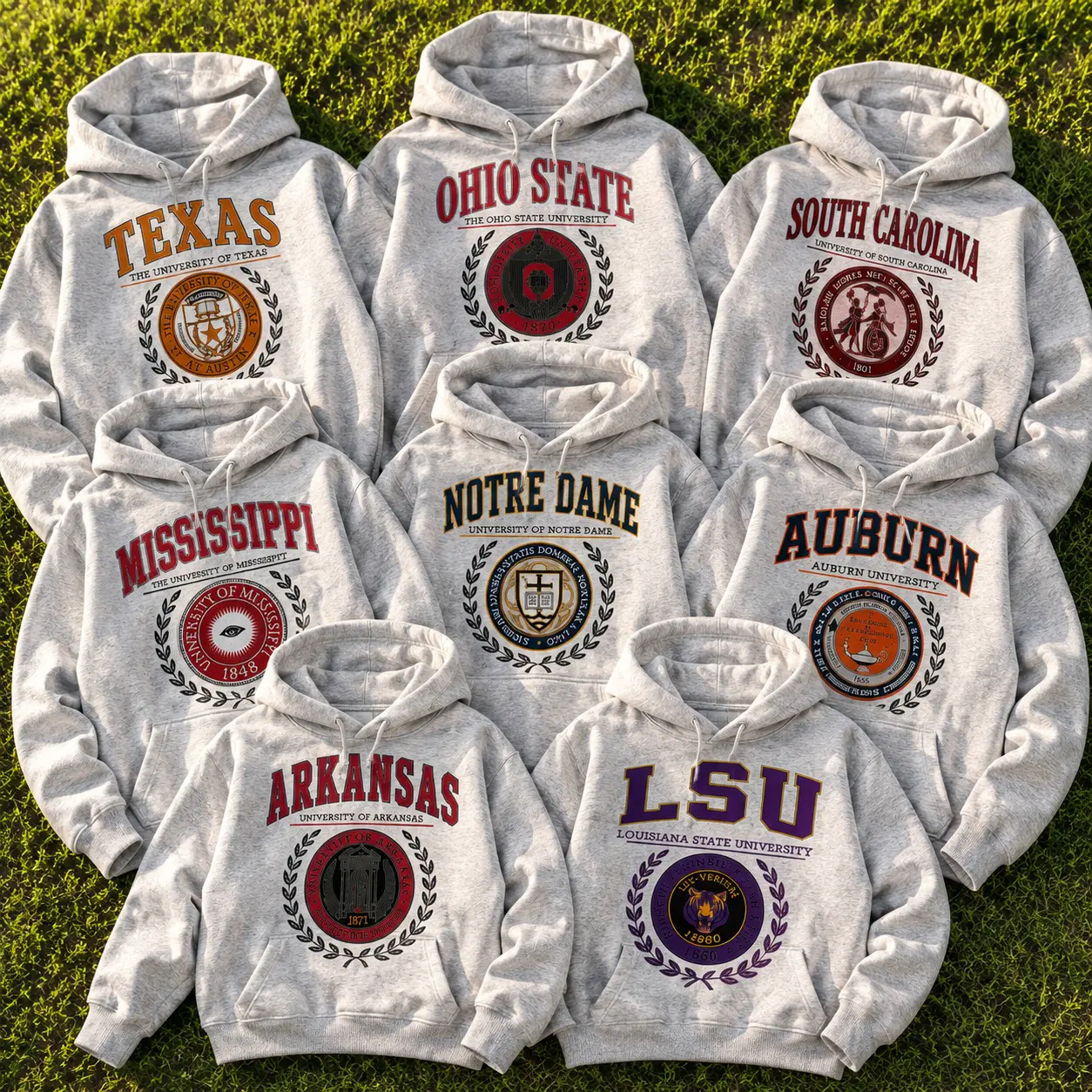 Vintage College Football Hoodies, Retro University Crest Crewneck, Distressed Campus Graphic Pullover, All Team Football Fan Apparel, Classic Collegiate Streetwear, Cozy Gameday Gift, Football Lover Apparel