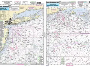 CaptainSegullFishingChart, Offshore Canyons MA, CT, RI, NY, & NJ, OFGPS18, Double sided laminated chart showing fishing areas in the North Atlantic, 19" x 26"