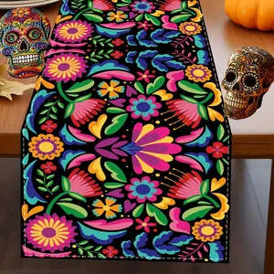 1pc Table Runner Mexican for Dia De Los Muertos Cinco De Mayo - Party Decoration Table Cloth Mexican Fiesta Kitchen Dining Table Decor Gift  Holiday Decorations Room Decor