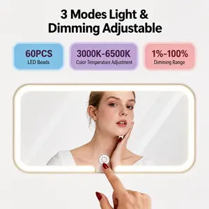 2PCS-Portable Car Makeup Mirror with Sunshade, Rechargeable LED Touch Screen Car Mirror,  Smart LED Charging Function Multifunctional Car Led