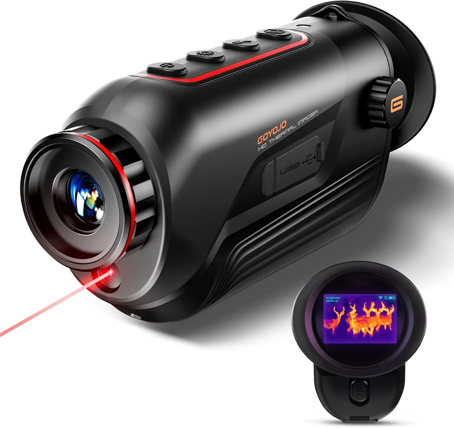 GOYOJO Thermal Monocular, 256x192 (25 Hz) Thermal Imaging Monoscope Camera for Adults, 10mm Focal Lens Vision Goggles Thermal Scopes for Night Hunting Camping