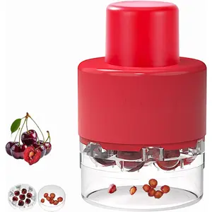 Pitter, Heavy-Duty Stainless Steel Olive and Cherry Pitters Corer Tool with Space-Saving Lock Design, Multi-Function Cherries Stoner Seed Remover Tool for Making Cherry Jam (Wine Red)