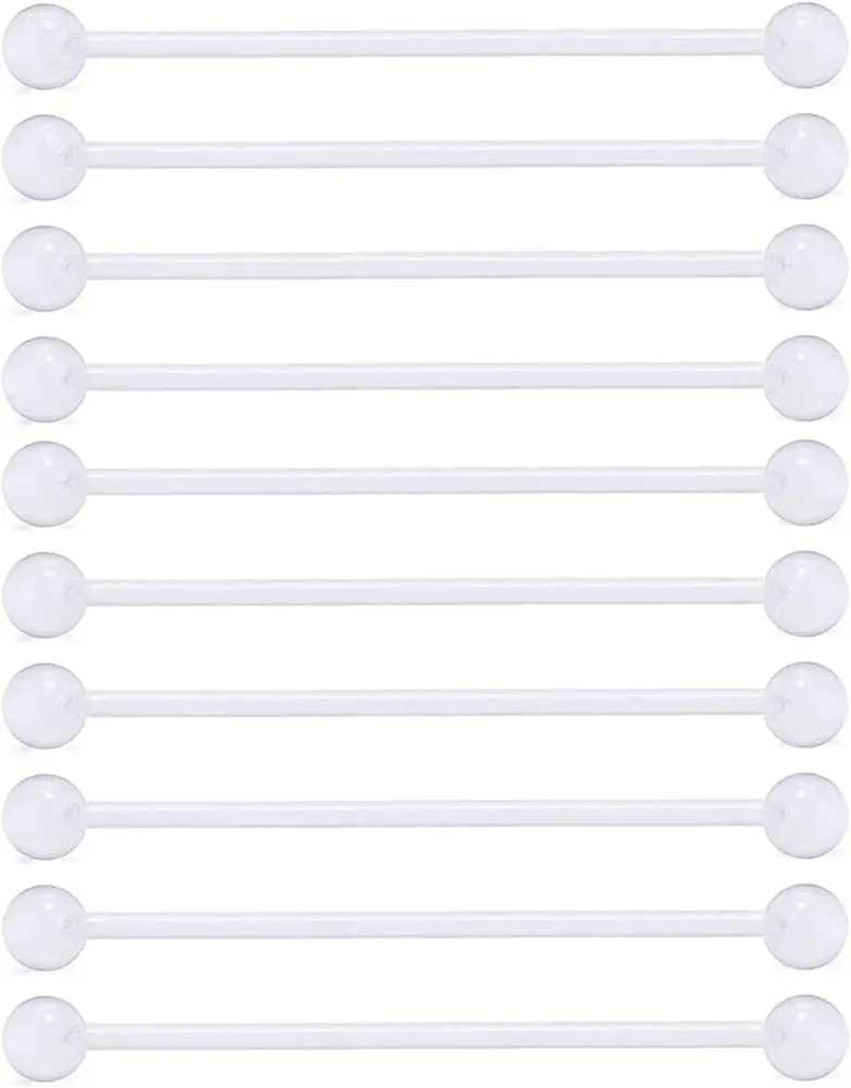 QWALIT 14G Clear Flexible Bioplast Industrial Barbell Cartilage Earring Pregnancy Sport Maternity Belly Navel Button Rings Body Piercing Jewelry Retainer 1 1/2Inch (38mm) bio flex