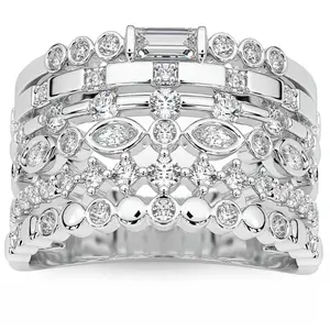 1Ct Stackable Diamond Ring Gold Lab Grown 12mm Wide